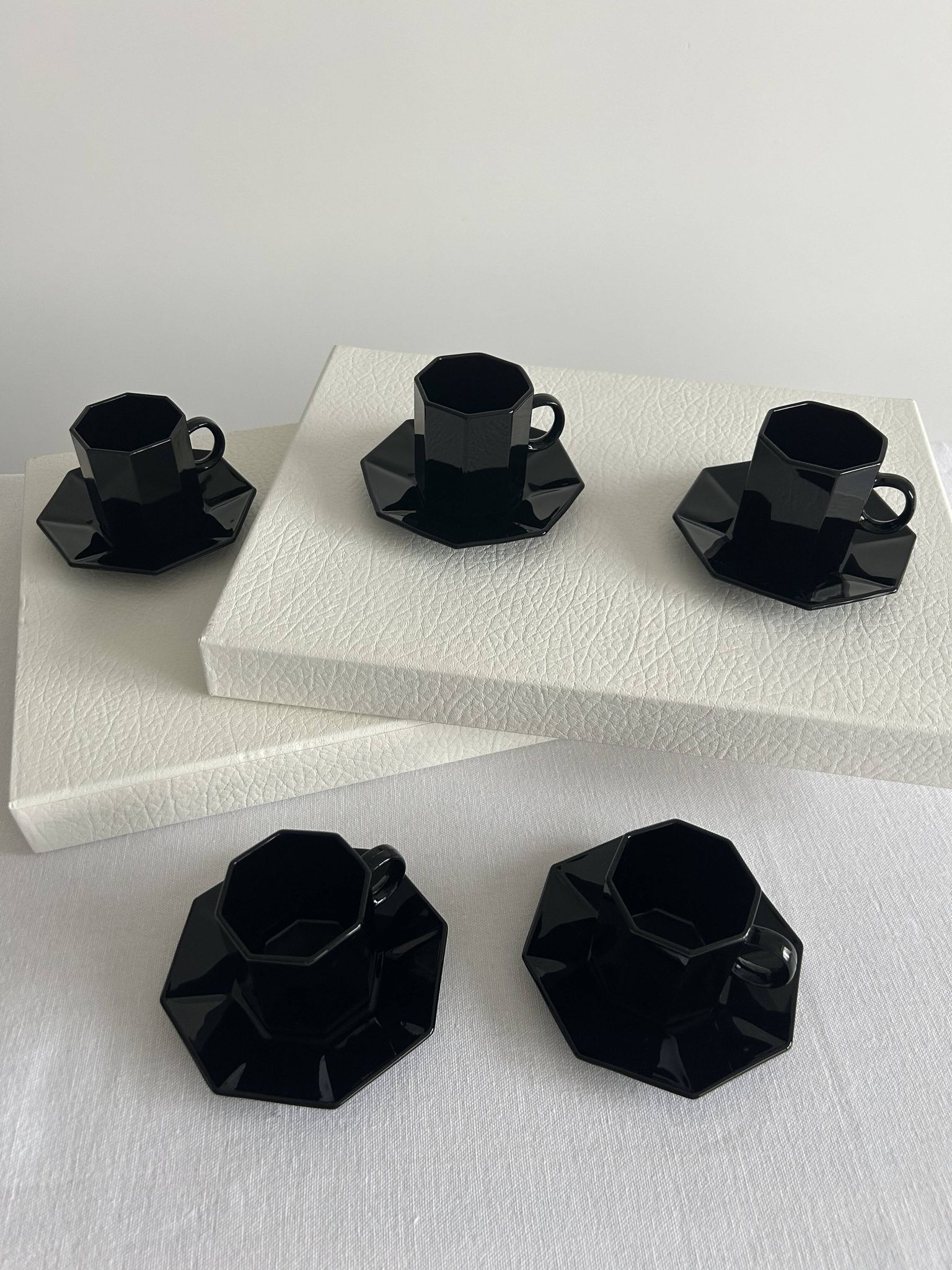 Vintage ESSO coffee set – 1970s – black ceramic