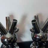2 Large Vintage Vases • Chrome Ceramic • XXL • 1990