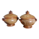Soup bowls covered signed by Jean-Pierre Prud’homme in Puisaye stoneware.