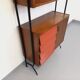 Vintage Italian modular bookcase in teak, metal and melamine