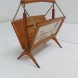 Magazine rack hand painted Birch and brass made in Italy 1950 s