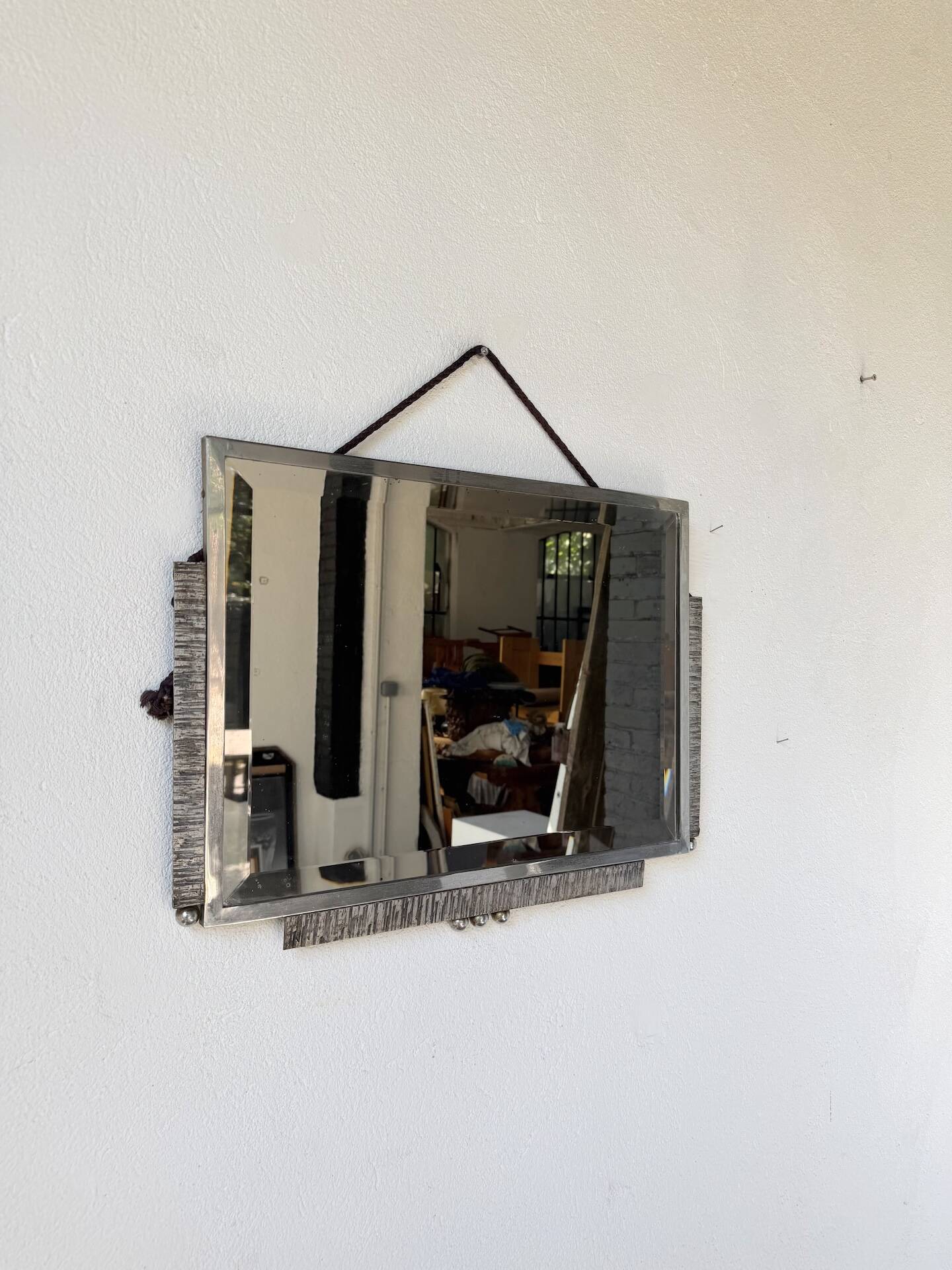 Art Deco silver-plated metal mirror 1930