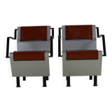 Eighties design set of two aluminium and steel Belgian design chairs
