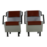 Ensemble de deux chaises de design belge en aluminium et acier, style années 80.