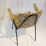 2 small black and white armchairs