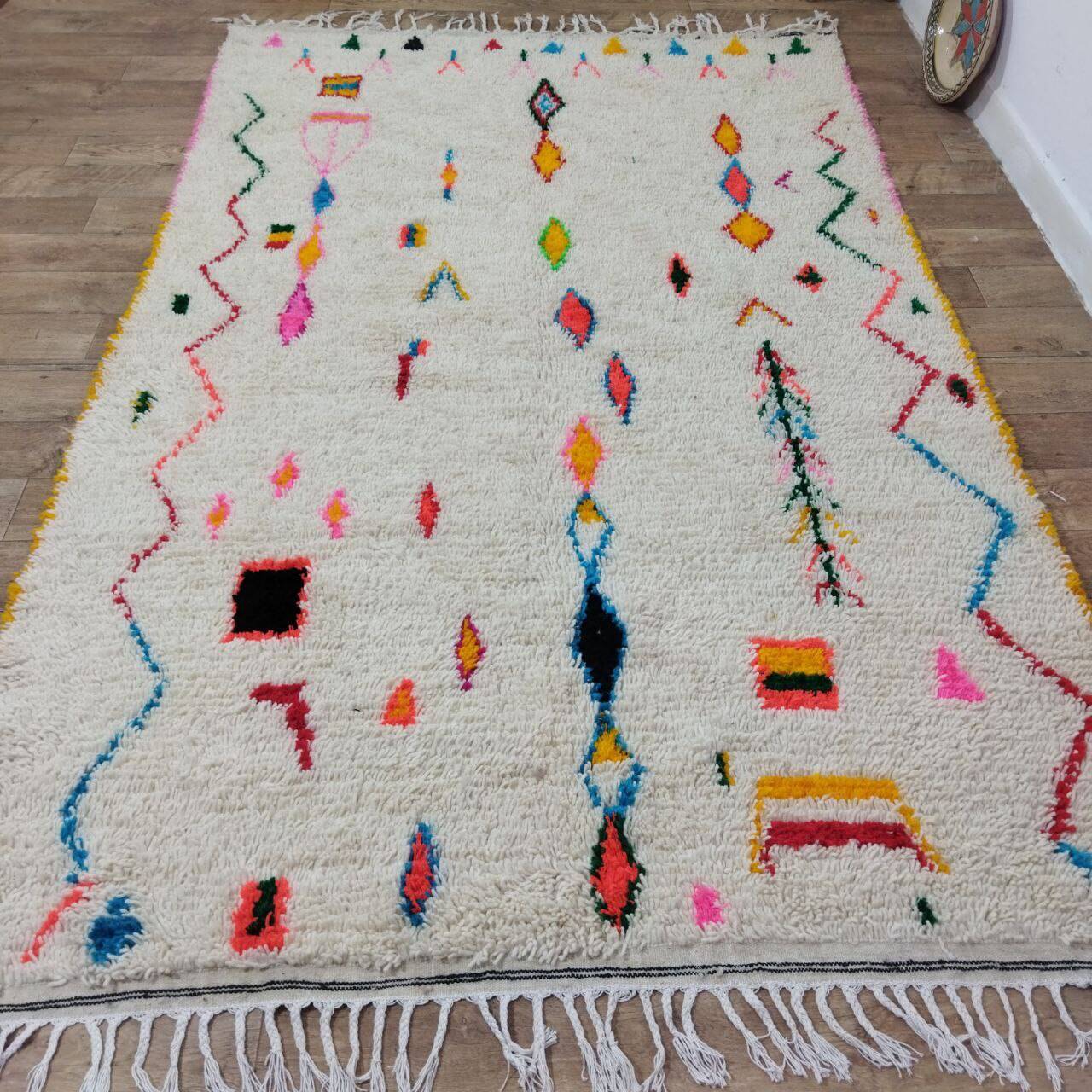 Handmade wool Berber rug 300x186 cm