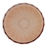 Plat rond art deco vieux rose en verre
