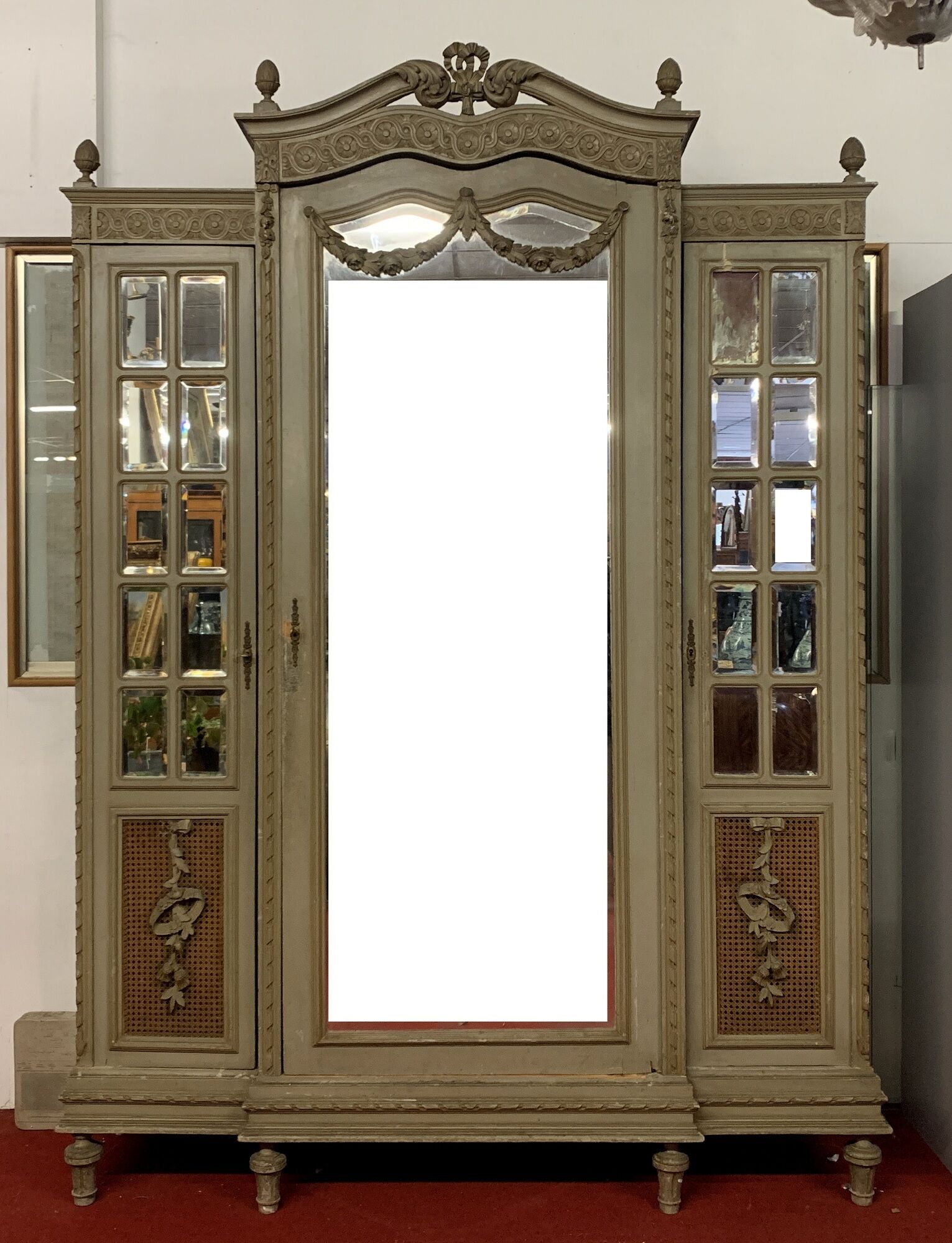 Cabinet Louis XVI jumped in lacquered wood and cane bottom around 1850