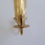 Pair of Art Deco brass wall sconces by Holmström, Arvika, Sweden, 1940s.