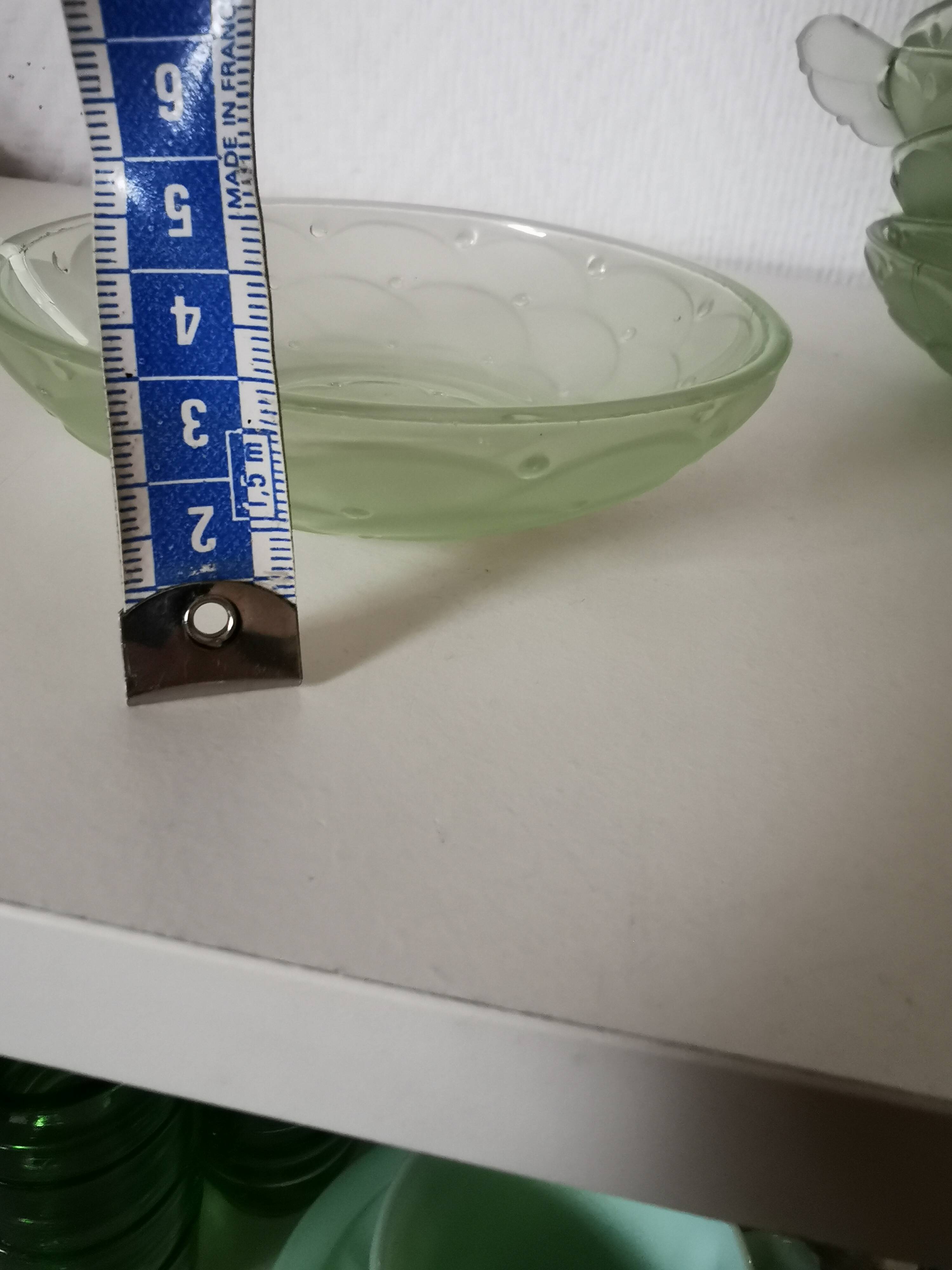 Art Deco dessert service in uraline, salad bowl and cup