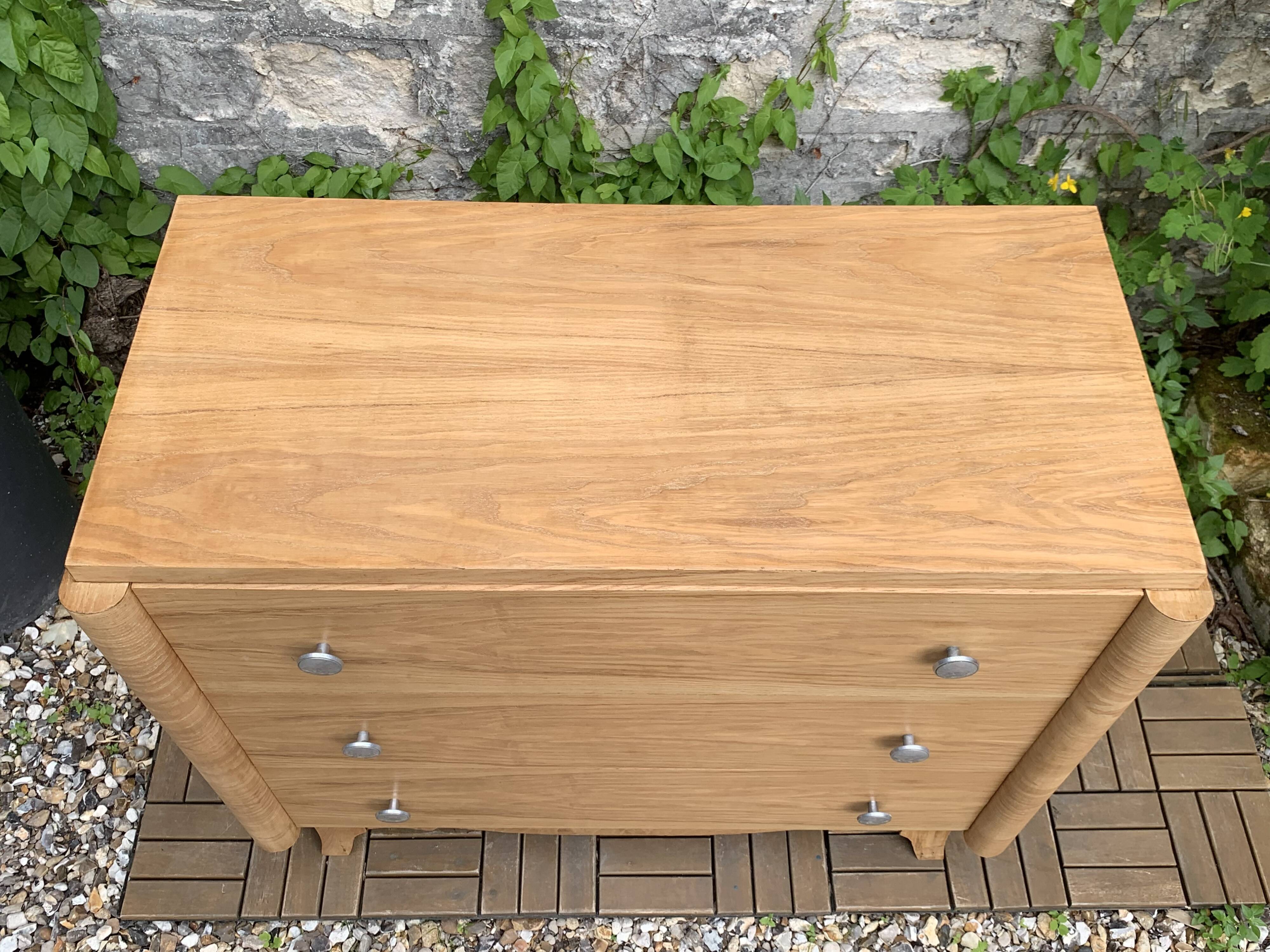 Raw oak art deco chest of drawers