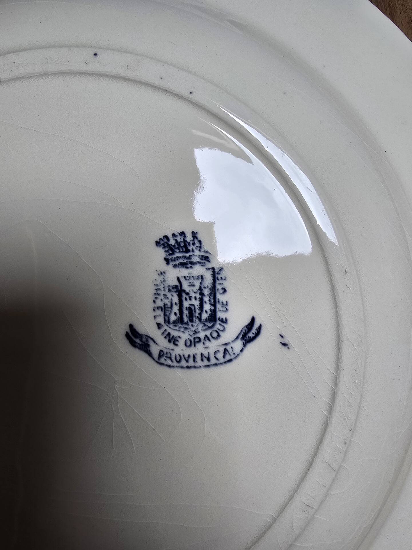 Two flat plates Gien blue tone