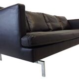 Canapé en cuir noir haut de gamme, Canapé Ligne Roset modèle Stricto Sensu