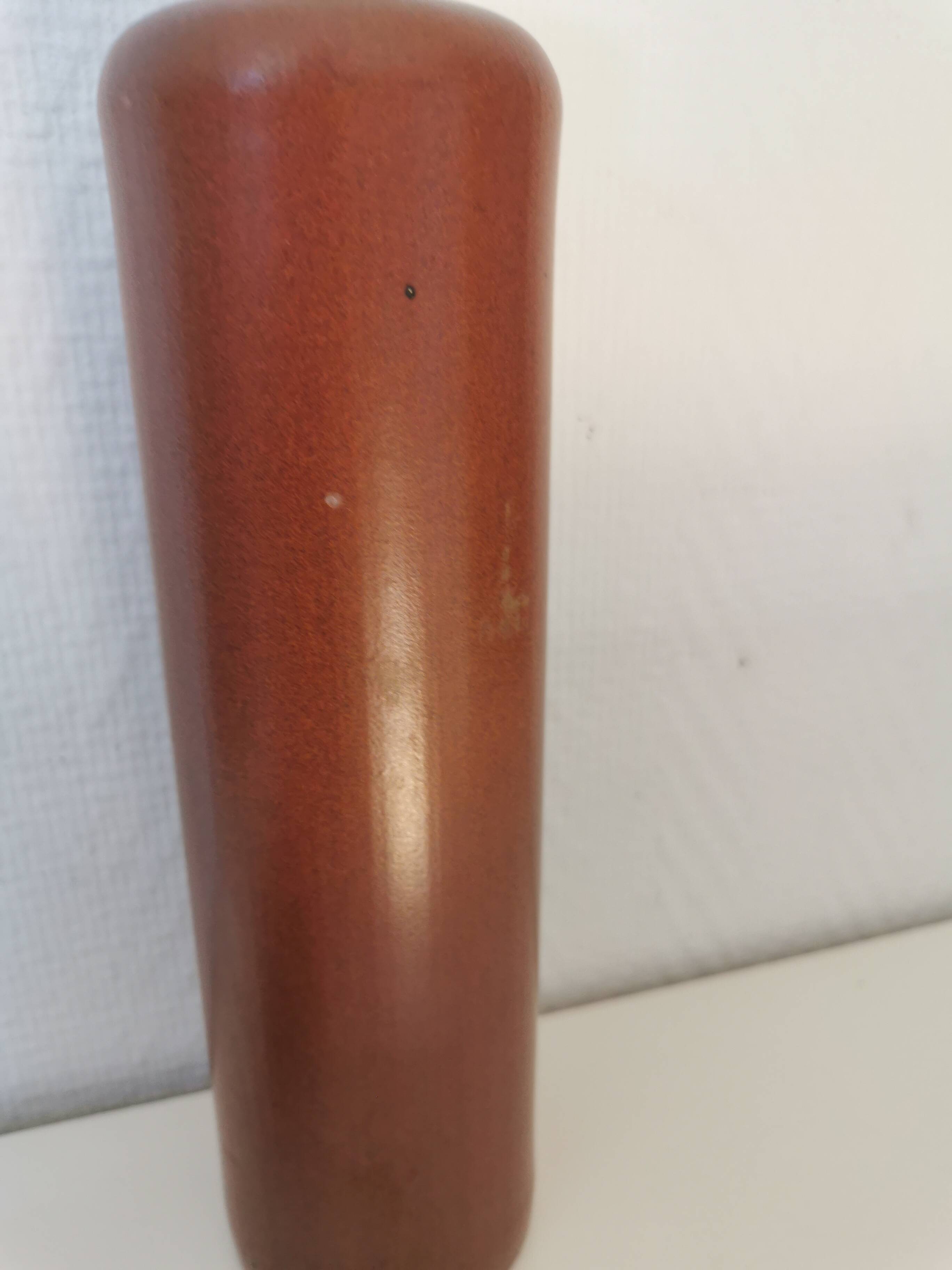 bottle, vase, soliflore in brown glazed stoneware