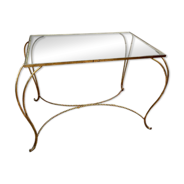 Table console en fer forgé doré circa 1950
