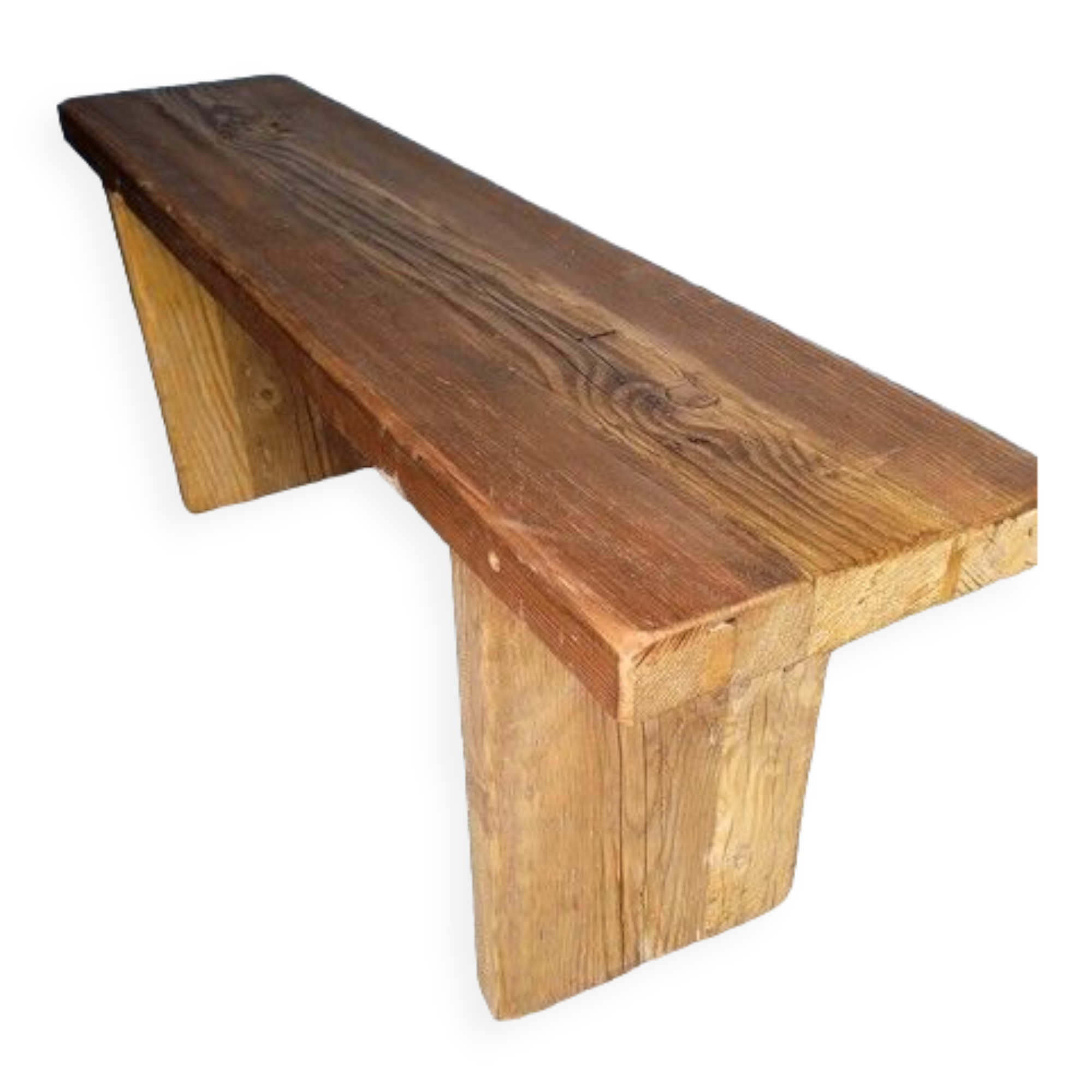 Old patinated solid wood bench 120cm