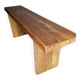 Old patinated solid wood bench 120cm