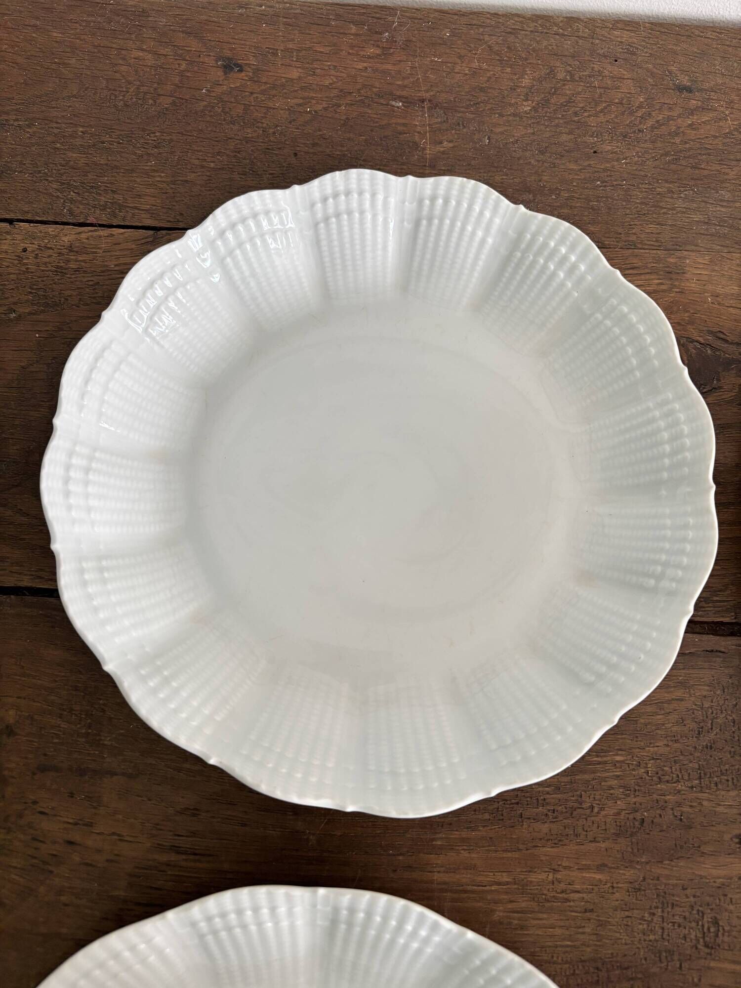 Set of 4 white porcelain deep plates – Giraud Limoges – 21.5