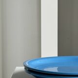 Set of 2 sky blue plates, one slotted