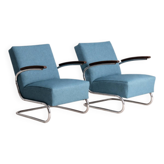 Pair of tubular armchairs model S 411, mid-20th century