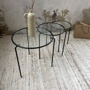 Tables basses gigogne métal et verre années 50