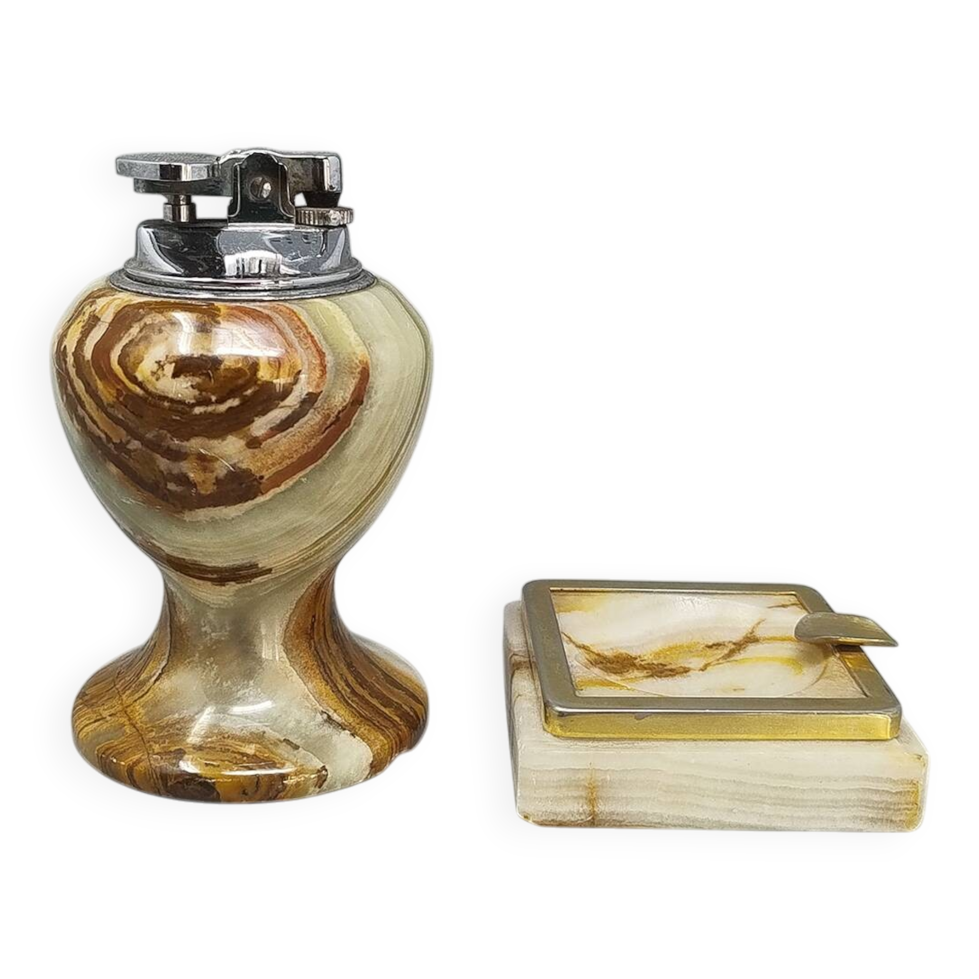 1960s Gorgeous Smoking Set in Onyx. Made in Italy