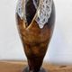 Vintage Mid-Century Modern Studio Pottery Tulip Lotus Bud Pedestal Vase - Earthen Brown & White Glaze