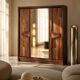 Modernist mahogany wardrobe with smoked mirrors (late 1970s)