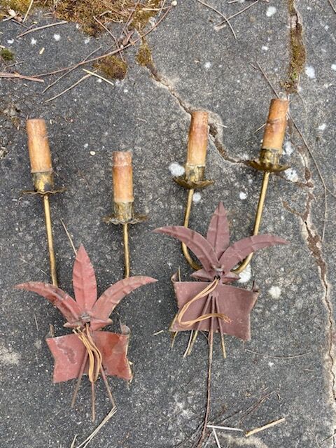 Pair of gold metal sconces