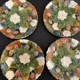 4 old and numbered dessert plates in slurry, strawberry model
