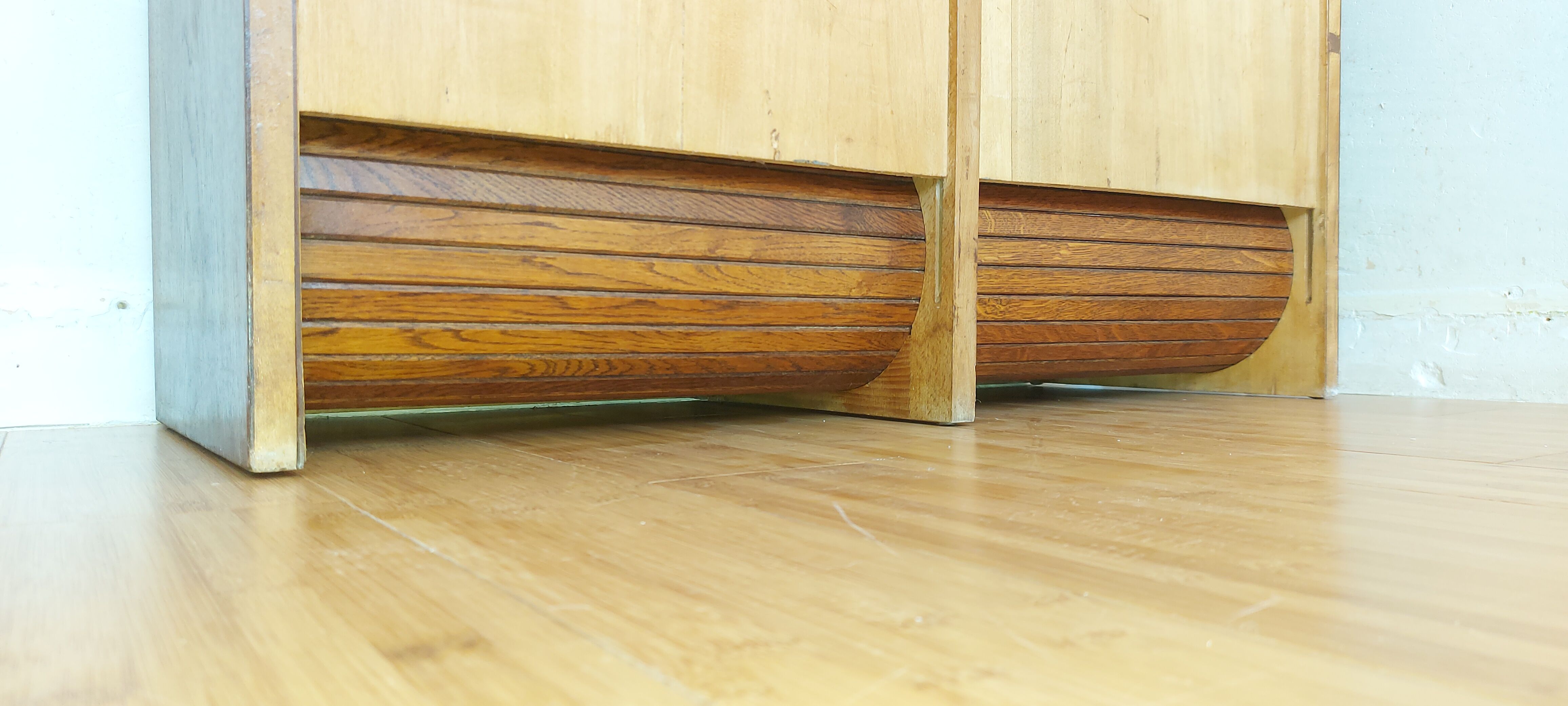 Double frame cabinet with solid oak curtains 50s