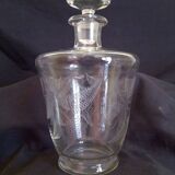Carafe à spiritueux en cristal fin gravé motifs fougère
