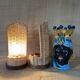 Duo de lampes rotin, câbles tissu neuf 2x2M