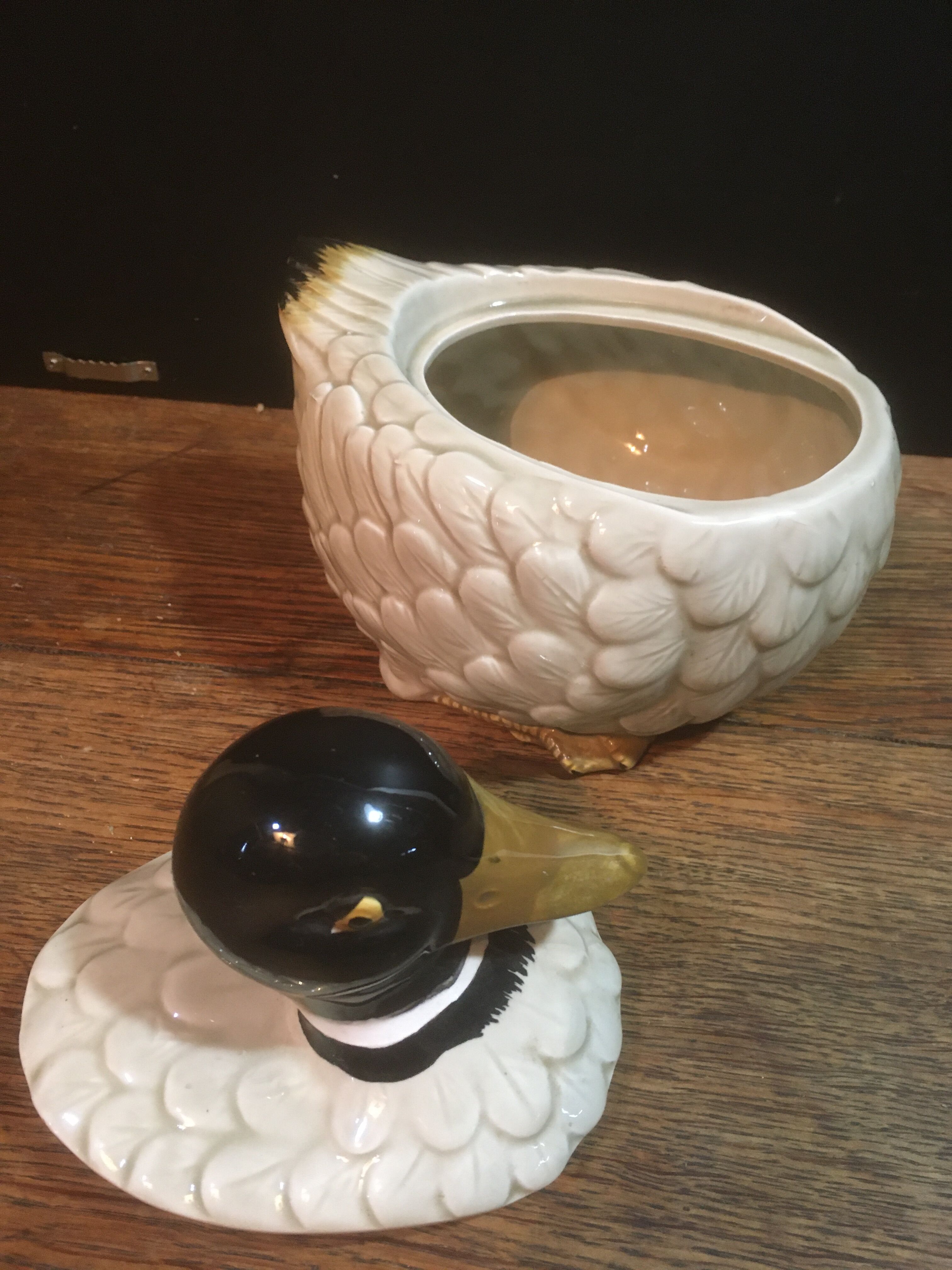 Tiled duck with lid (Japan)
