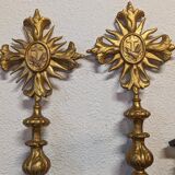 Pair of late 18th century gilded wooden processional sticks