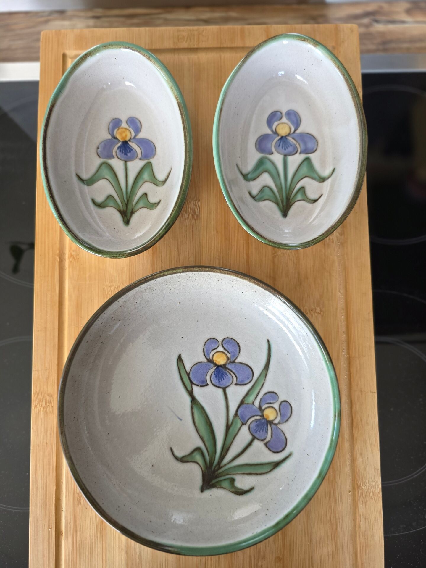 Lot 3 pièces céramique Natoli Vallauris – Décor Iris