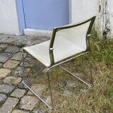Set of 5 ICF “Stick chair” stackable meeting chairs - sled base - white mesh fabric