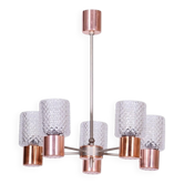 Mid-Century Chandelier in Chrome, Steel, Copper, and Glass, Czech, 1960s