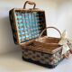 Ensemble de 2 paniers en rotin et corde vintage