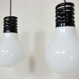 Pair of suspensions form glass by S.T.L. Studio for Lamperti bulb