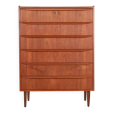 Big mid-century teak chest of drawers / 1960s / tallboy dresser / Danish modern design