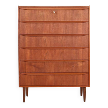 Big mid-century teak chest of drawers / 1960s / tallboy dresser / Danish modern design