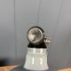Light grey Rademacher clamp lamp with large enamel shade