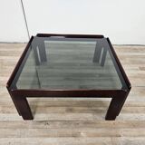 Vintage coffee table by Afra and Tobia Scarpa for Cassina with smoked glass