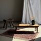 Four-legged stool in antique teak from Indonesia H 50 L 52