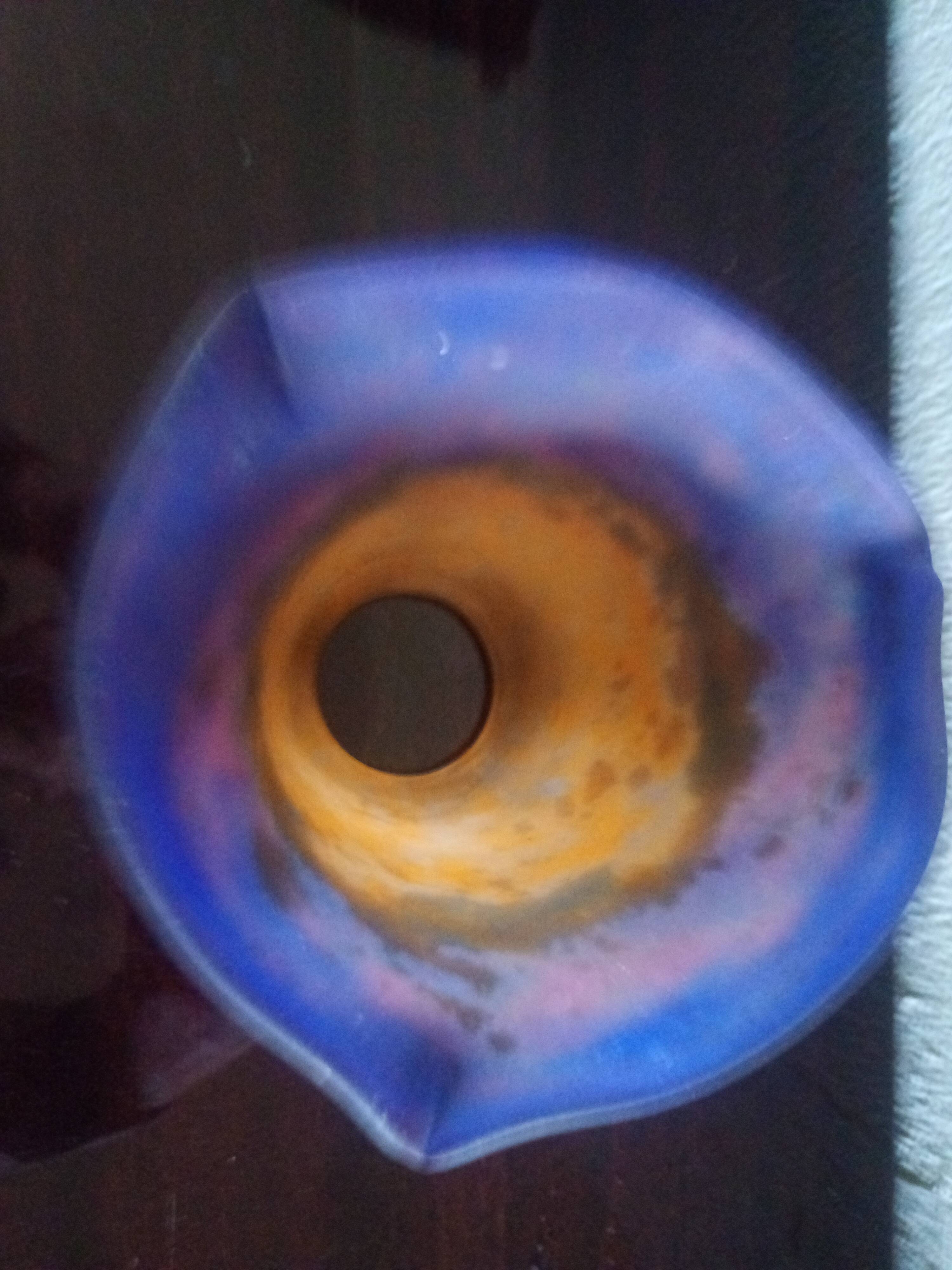 MULLER FRERES LUNEVILLE - Orange-purple marbled glass tulip - signed