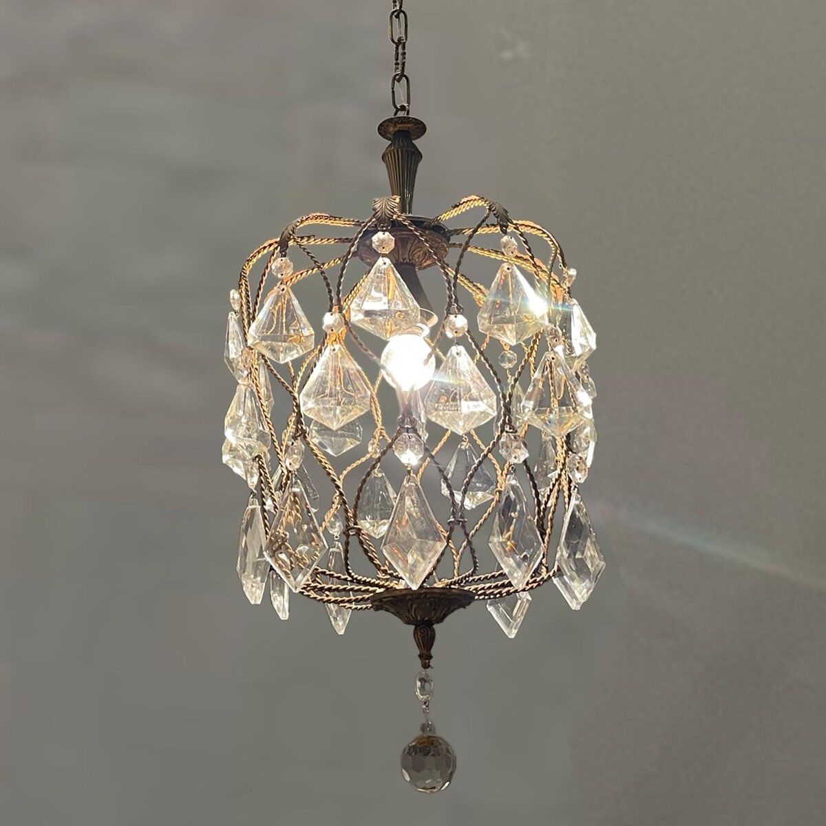Vintage drop pendant in crystal, 1950s