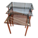 3 nesting tables from the 1970s in smoked glass.