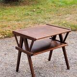 Vintage side table from the 50s in beech oak and poplar compass feet