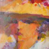 Huile sur Toile - Tableau Dame au Bonnet